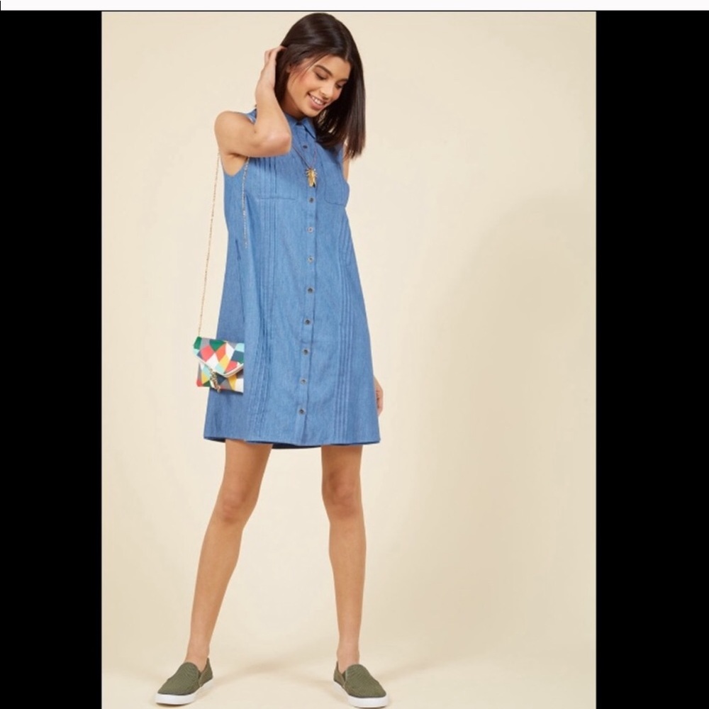 ✨NWT✨ ModCloth Sunflower Chambray Dress S